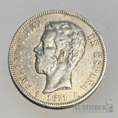 España - 5 Pesetas Amadeo I - 1871 estrella 1871
