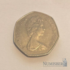 Inglaterra - 50 cents - KM913 - 1969