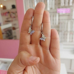 Argollitas con Colgante Mariposas. - tienda online