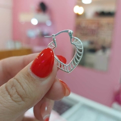 Argollitas de Plata Laminada Corazón. - comprar online