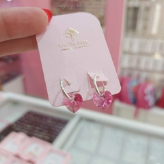 Argollitas Corazón Swarovski Rosa. - comprar online