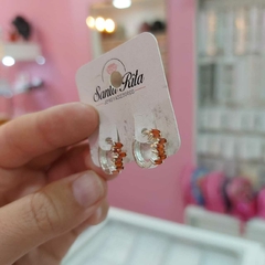 Argollitas Cliker con Piedras Naranjas Encastradas.