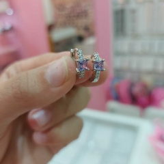 Argollitas Cliker con Piedra Encastrada. - tienda online