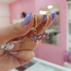 Argollitas con Colgante Flor. - tienda online