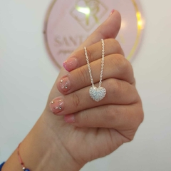Conjunto Corazón Infladito con Piedritas Encastradas.