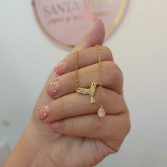 Conjunto Colibrí con Piedrita Colgante.