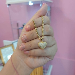 Conjunto Corazón Chato con Piedritas.