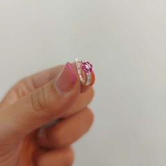 Argollitas Cliker con Flor Fucsia. - comprar online