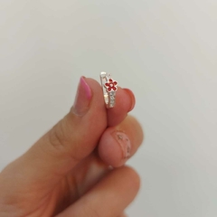 Argollitas Cliker con Flor Roja. - comprar online