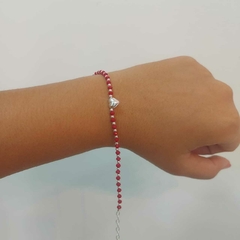 Pulsera con Piedritas Cristal y Corazón Fina.
