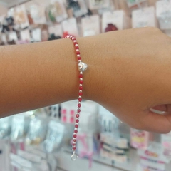 Pulsera con Pelotitas Cristal Gruesita con Corazón.