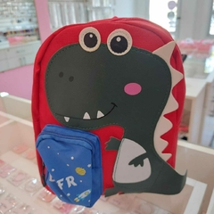 Mochila Roja Dinosaurio para Niño.