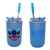 Copo Infantil 300Ml Com Canudo Viagem Escola Disney Stitch