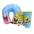 Kit Copo Sky 500Ml Com Tampa e Almofada Pescoço Bob Esponja
