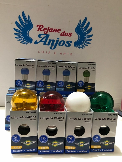 LÂMPADA BOLINHA COR DISPONÍVEL IDEAL PARA IMPLANTE ( 110V ) E (220V) ( CORES QUE ESTIVER DISPONIVEL) - comprar online