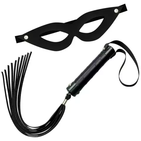 Kit 1 chicote com 40 cm e Máscara Preto