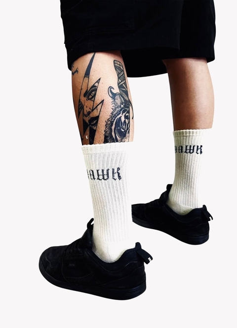 Meia Cano Alto Hawk | Off White - comprar online