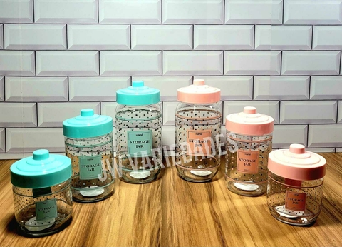 Conjunto Kit 3 Potes Vidro Com Tampa Mantimentos