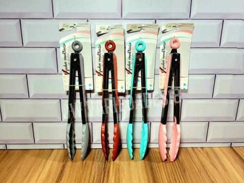 Pegador Pinça Multiuso Silicone E Inox 30cm Com Trava