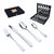 KIT FAQUEIRO MALETA PREMIUM 24 PEÇAS CONJUNTO TALHERES INOX ESTOJO MADEIRA
