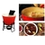 CONJUNTO FOUNDUE COMPLETO EM CERAMICA VERMELHO PREMIUM QUEIJO CHOCOLATE CARNE