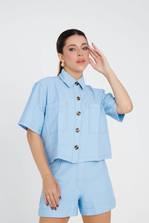Camisa Aura Azul Claro - comprar online