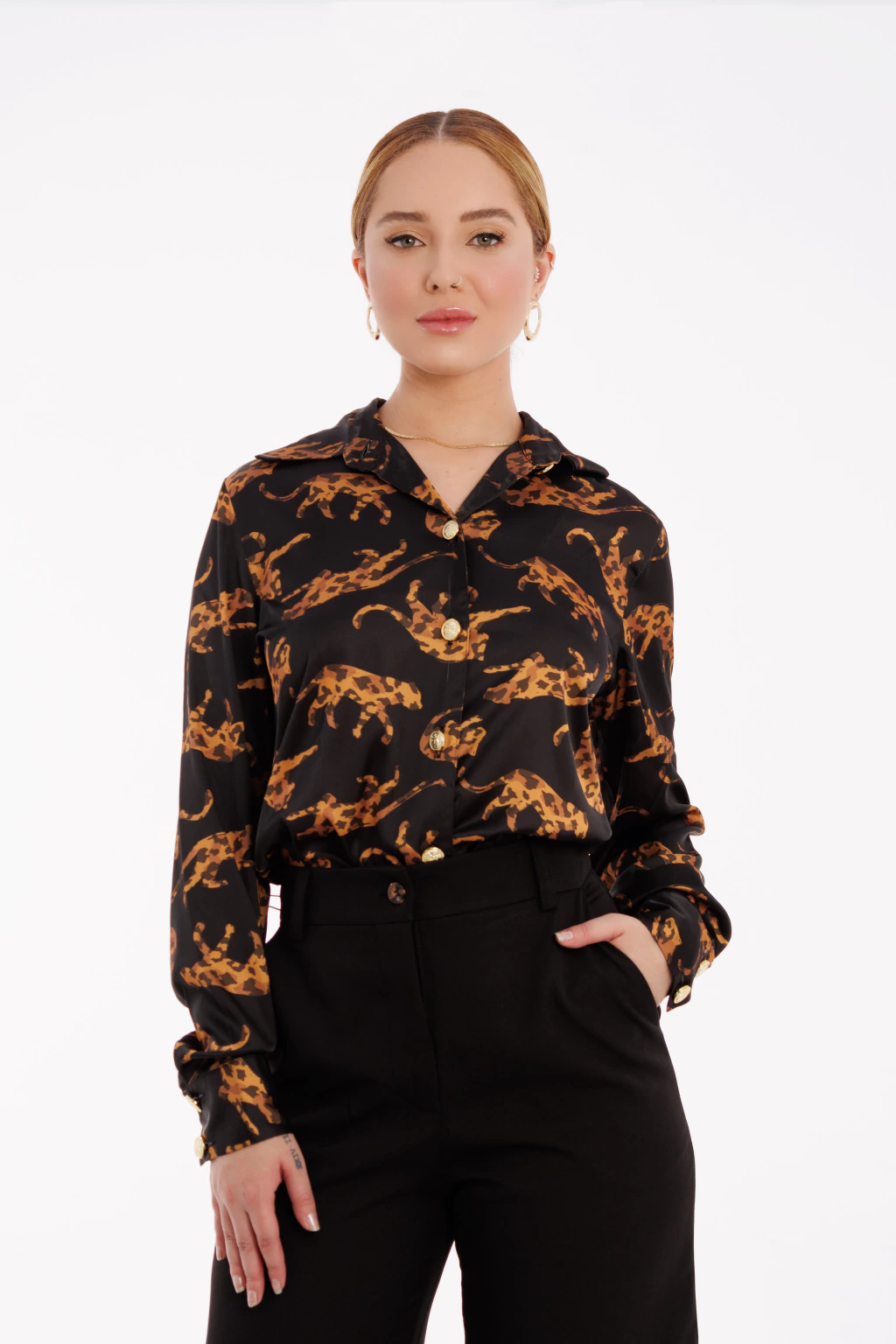 Camisa Acetinada Felina