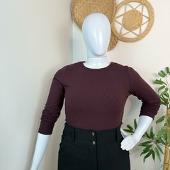 Blusa manga longa viscose canelada - EXG - loja online