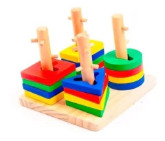 Juego Didáctico De Encastre Torres De Bloques Geométricos - tienda online