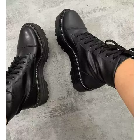 Bota Coturno Feminino Tratorada Blogueira Confortável Promocao