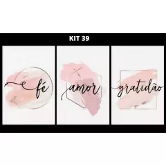 Kit Placas 3 Quadros Decorativos Vários Temas Para Decorar a Casa