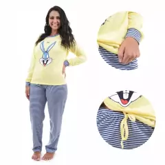 Pijama De Frio Inverno Feminino Adulto Manga Comprida e Calça Longa - comprar online