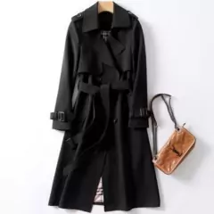 Jaqueta Primavera Outono Manga Comprida double breasted Elegante trench coat ladies casual