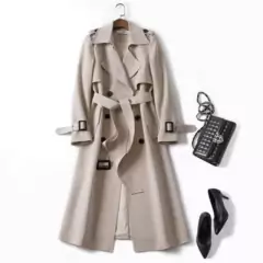 Jaqueta Primavera Outono Manga Comprida double breasted Elegante trench coat ladies casual