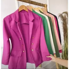 Imagem do Blazer Alfaiataria Casaco max acinturado com botões modelo social