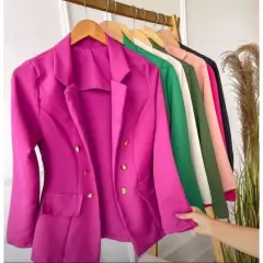 Blazer Alfaiataria Casaco max acinturado com botões modelo social - Lojão da Alemoa