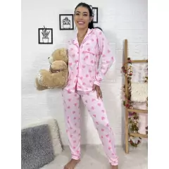 Pijama longo blogueirinha americano blogueira inverno botão - Lojão da Alemoa