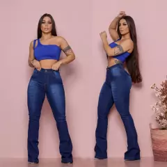 Calça jeans flare feminina cintura alta com lycra elastano Calça Bailarina Flare Preta, Azul Marinho, Branca Enfermagem Efeito Empina Bumbum - loja online