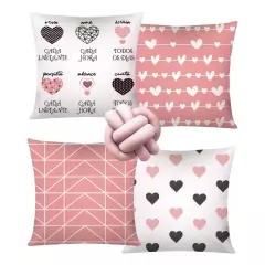 Imagem do Kit 04 Capas De Almofada Decorativa Mais Nozinho Kit Love Amarelo