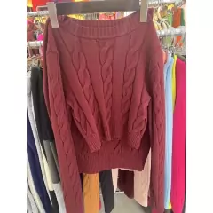 Conjunto Trança Tricot Grosso Feminina Saia + Blusa Cropped Manga Longa na internet