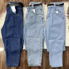 Calça Jeans Mom Com Cinto Feminina Cintura Alta - Lojão da Alemoa
