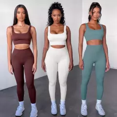Conjunto De 2 Peças De Yoga Feminina Leggings De Sutiã Sem Costura Ginásio Feminino De Cintura Alta na internet