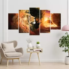 Quadro Decorativo Leão E Cristo Novo Modelo Mosaico Leão De Judá na internet