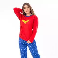 Pijama Feminino Longo Estampa Personagens Desenho Confortável Comprido Frio Malha Roupa de Dormir Quente Adulto Personagem Inverno 330 na internet