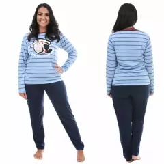 Pijama De Frio Inverno Feminino Adulto Manga Comprida e Calça Longa - Lojão da Alemoa
