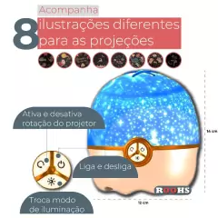 Abajur Infantil Luminária Quarto Bebê Criança Com Projetor Multi Temas Linha Premium - loja online