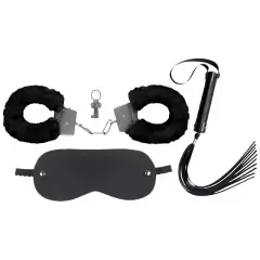 KIT DOMINATRIX - Algemas de Pelúcia + Tapa Olhos + Chicote Sado BDSM - SEX SHOP - comprar online