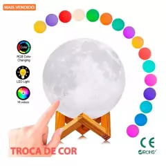 Luminária Lua Cheia 16 Cores Usb Touch - A MAIOR DO MERCADO - 15 CM - comprar online