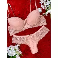 Conjunto com Bojo Bella Sutiã Calcinha Lingerie Fio Dental Sexy Sensual Renda - loja online