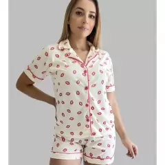 Pijama short doll americano blogueira botão - loja online